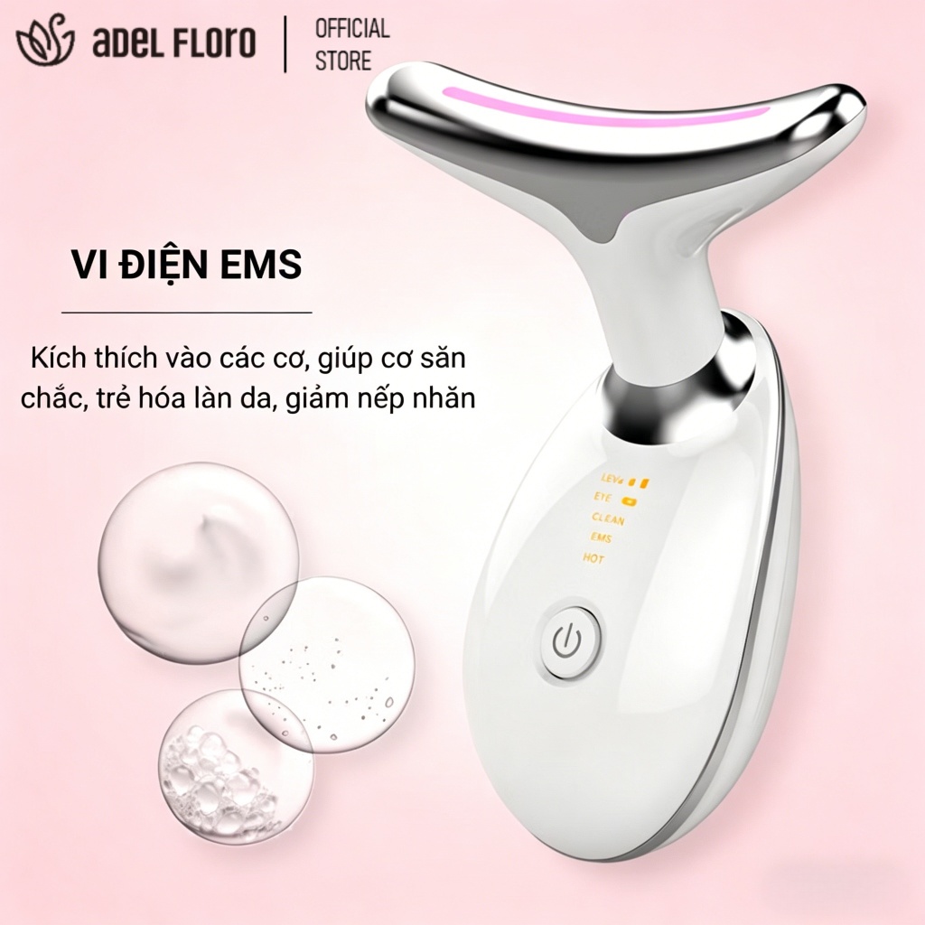 【Adel Floro &Co.】Thiết Bị Massage Cổ -Rung âm, Nóng & Lạnh, Cổng USB, 7 Màu LED, Làm Đẹp Đa Tác Dụng