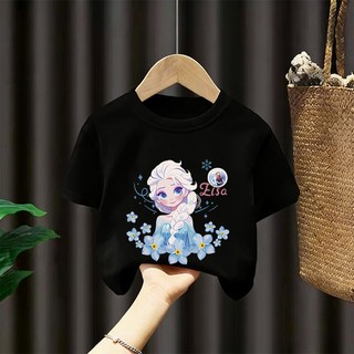 [Giao hàng trong ngày] Áo thun Cotton nguyên chất màu trắng cho trẻ em NASA Áo thun công chúa bé gái in hình 3-16 tuổi bé trai bé gái tay ngắn thông thường
