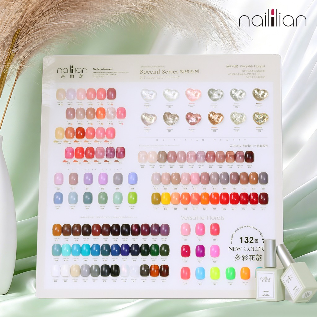 Naililian sơn móng tay sơn móng sơn móng tay cho bé gái Bộ keo màu Nellian 132 keo màu Keo tay 068-132