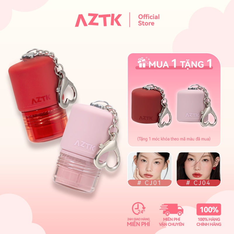 AZTK Son Bóng Lip Tint Căng Bóng Mềm Môi Ẩm Mượt Lâu Trôi Không Bết Dính 5g