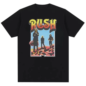 Rush Rock Ban Nhạc unisex Nam Nữ Thời Trang Nguyên Chất In Hình cotton Thiết Kế Áo Thun top