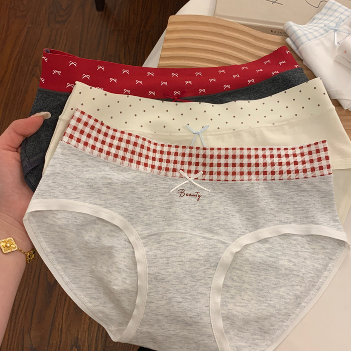 Quần Lót Màu Sắc Tương Phản Liền Mạch Nữ Cotton Nguyên Chất Thân Thiện Với Da Thoáng Khí Giữa Eo Quần Đùi Thoải Mái