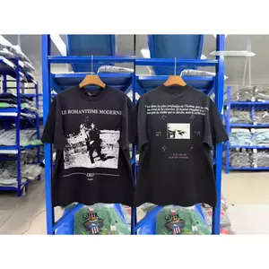 Unisex Quá Khổ Vintage Đau Khổ Rửa Màu Đen Hiện Đại Lãng Mạn In Đồ Họa Áo Thun