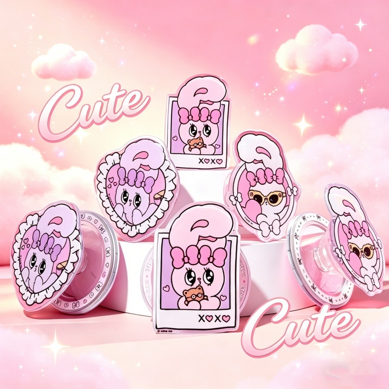 Hàn Quốc Esther Bunny Hoạt Hình Dễ Thương Cho Magsafe Socket Điện Thoại Từ Tính Griptok Grip Toak Đứng Cho IPhone Có Thể Gập Lại Sạc Không Dây Hộp Đựng Nhẫn