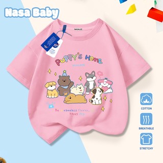 Áo thun cotton trẻ em NASA in hình con vật, thoáng mát, tay ngắn mùa hè dành cho bé trai và bé gái