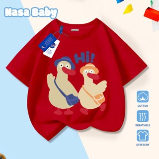 Giao hàng trong ngày - Áo thun cotton hồng trẻ em NASA in hình vịt, thoáng mát, dành cho bé trai/gái từ 3-16 tuổi, tay ngắn​