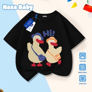 Giao hàng trong ngày - Áo thun cotton hồng trẻ em NASA in hình vịt, thoáng mát, dành cho bé trai/gái từ 3-16 tuổi, tay ngắn​