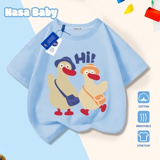 Giao hàng trong ngày - Áo thun cotton hồng trẻ em NASA in hình vịt, thoáng mát, dành cho bé trai/gái từ 3-16 tuổi, tay ngắn​