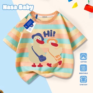 Giao hàng trong ngày - Áo thun cotton hồng trẻ em NASA in hình vịt, thoáng mát, dành cho bé trai/gái từ 3-16 tuổi, tay ngắn​