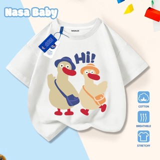 Giao hàng trong ngày - Áo thun cotton hồng trẻ em NASA in hình vịt, thoáng mát, dành cho bé trai/gái từ 3-16 tuổi, tay ngắn​