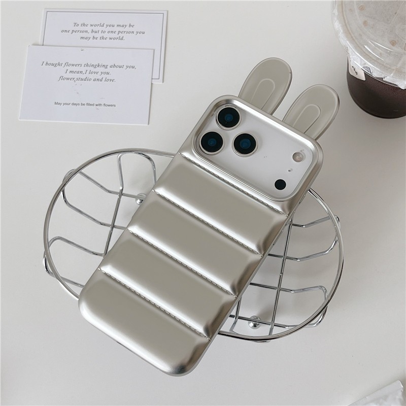 Ốp điện thoại TPU họa tiết bông tai ba chiều mạ bạc cho iPhone 17 Pro Max