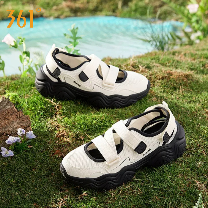 361° Sandal Nữ Mary Jane Đế Xuồng Tăng Chiều Cao Thoáng Khí Khóa Dán Đi Biển Mới Hè 2026