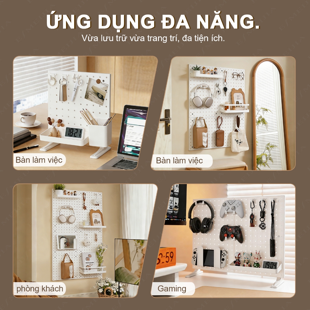 【BASE】Bảng lỗ bàn học năm 2026 — Lắp đặt không cần khoan, giá treo phụ kiện văn phòng, giúp không gian để sách rộng rãi hơn | BigBuy360 - bigbuy360.vn