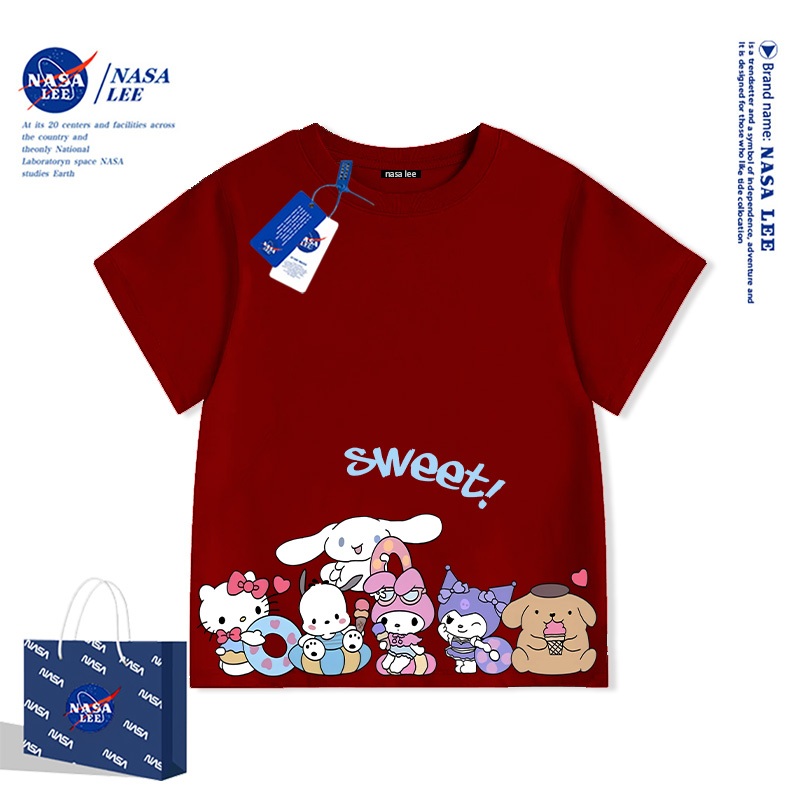 Áo thun Sanrio mới hè 2024 - Tuyển tập đầy đủ nhân vật màu xanh nhạt -Phong cách dễ thương