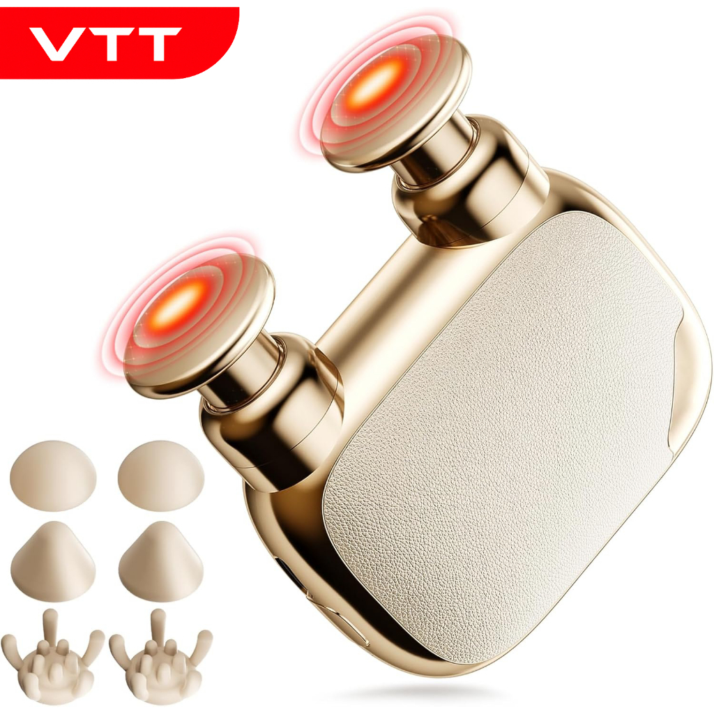 Máy mát xa Mini hai đầu VTT với 6 đầu Massage & 3 tốc độ có thể điều chỉnh, Máy mát xa cầm tay cầm tay dành cho nữ và nam giới