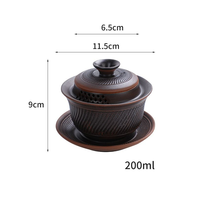 Tím Gốm Sancai Gaiwan Mới Phong Cách Trung Hoa Trà Bộ Trà Cao Cấp Cốc Trà Hộ Gia Đình