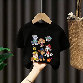 [Giao hàng trong ngày] Áo thun Cotton nguyên chất màu trắng cho trẻ em NASA Áo thun Cotton thoáng khí hoạt hình cho chó in hợp thời trang 3-16 tuổi bé trai bé gái tay ngắn thông thường