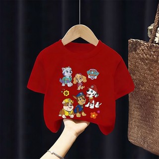[Giao hàng trong ngày] Áo thun Cotton nguyên chất màu trắng cho trẻ em NASA Áo thun Cotton thoáng khí hoạt hình cho chó in hợp thời trang 3-16 tuổi bé trai bé gái tay ngắn thông thường