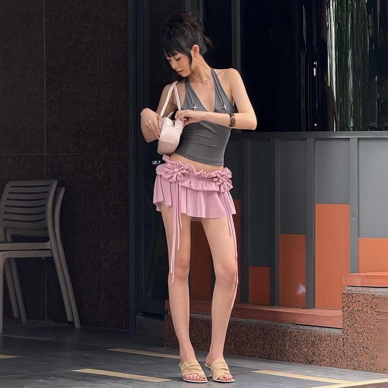 Cutenew Váy Gợi Cảm Phù Hợp Với Dây Lưng Ôm Cổ Chữ V Cao Cấp Ruy Băng Thiết Kế Nữ Mùa Hè Thời Trang Phong Cách Hàn Quốc