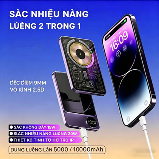 [JLK] 2026 Pin sạc không dây từ tính trong suốt 10000mAh mới cho iPhone 17 Pro Max / Samsung S26 Ultra Power Bank Phụ trợ bên ngoài