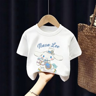 [Giao hàng trong ngày] Áo thun Cotton nguyên chất màu trắng cho trẻ em NASA Áo thun Cotton thoáng khí hoạt hình chú chó lớn in hợp thời trang 3-16 tuổi bé trai bé gái tay ngắn thông thường