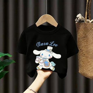 [Giao hàng trong ngày] Áo thun Cotton nguyên chất màu trắng cho trẻ em NASA Áo thun Cotton thoáng khí hoạt hình chú chó lớn in hợp thời trang 3-16 tuổi bé trai bé gái tay ngắn thông thường