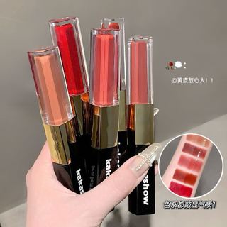 Kakashow 2 trong 1 Dual Ended Lip Gloss Matte & Mirror Finish Lâu trôi không dính Cốc trang điểm môi chống thấm nước NO.C701