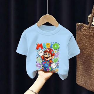 [Giao hàng trong ngày] Áo thun Cotton nguyên chất màu trắng cho trẻ em NASA Áo thun Cotton thoáng khí hoạt hình Pipeworker in hợp thời trang 3-16 tuổi Bé trai bé gái tay ngắn thông thường
