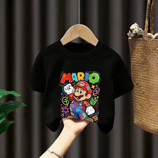 [Giao hàng trong ngày] Áo thun Cotton nguyên chất màu trắng cho trẻ em NASA Áo thun Cotton thoáng khí hoạt hình Pipeworker in hợp thời trang 3-16 tuổi Bé trai bé gái tay ngắn thông thường