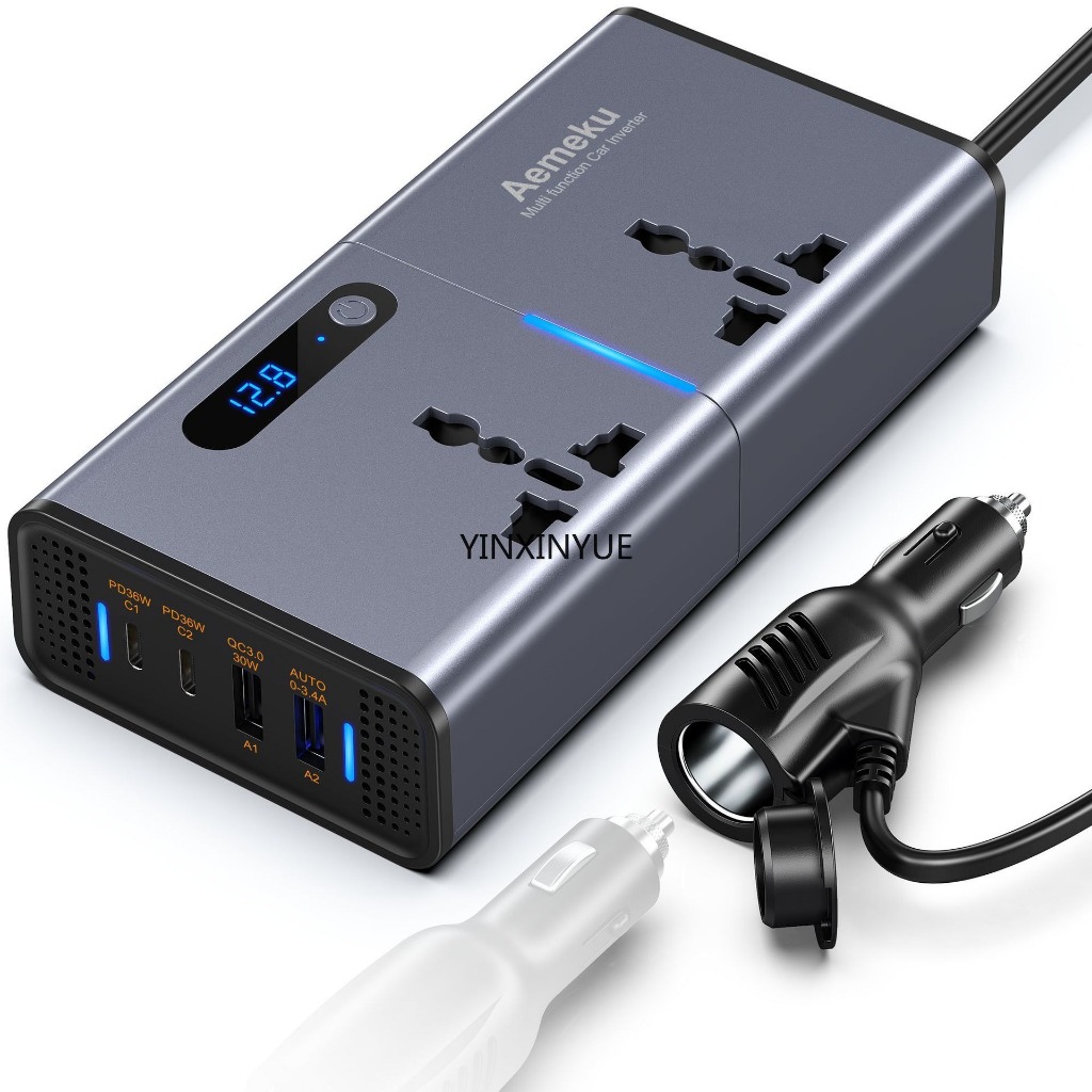 Biến tần ô tô 200W 12V / 24V sang 220V Ổ cắm chuyển đổi nguồn PD Sạc xe hơi nhanh