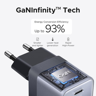 Bộ sạc nhanh UGREEN 45W Ultra-Mini Nexode Air GaN Bộ sạc tường USB-C, màu xám nhẹ gọn với cổng USB-C Tương thích