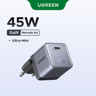 Bộ sạc nhanh UGREEN 45W Ultra-Mini Nexode Air GaN Bộ sạc tường USB-C, màu xám nhẹ gọn với cổng USB-C Tương thích