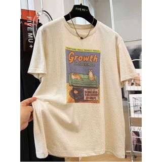 2026 Mới Cổ Tròn Thương Hiệu Mới 100% cotton Lười Rời Hoạt Hình In Hình Áo Thun Nữ Tay Ngắn