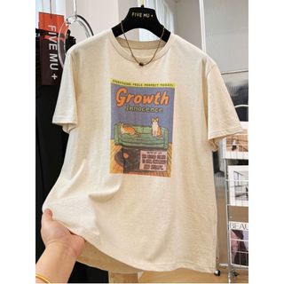 2026 Mới Cổ Tròn Thương Hiệu Mới 100% cotton Lười Rời Hoạt Hình In Hình Áo Thun Nữ Tay Ngắn