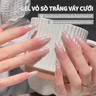 Miss Gooey Kiểu váy cưới mới màu trắng bóng sản phẩm bán chạy năm 2026 giúp làm sáng da đính sequin lấp lánh siêu đẹp