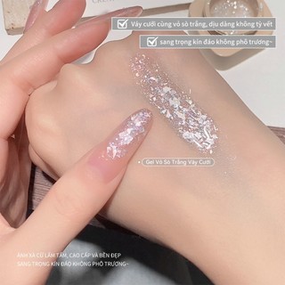 Miss Gooey Kiểu váy cưới mới màu trắng bóng sản phẩm bán chạy năm 2026 giúp làm sáng da đính sequin lấp lánh siêu đẹp