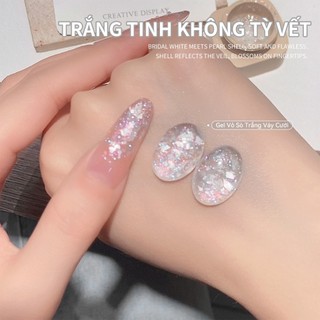 Miss Gooey Kiểu váy cưới mới màu trắng bóng sản phẩm bán chạy năm 2026 giúp làm sáng da đính sequin lấp lánh siêu đẹp