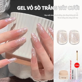 Miss Gooey Kiểu váy cưới mới màu trắng bóng sản phẩm bán chạy năm 2026 giúp làm sáng da đính sequin lấp lánh siêu đẹp