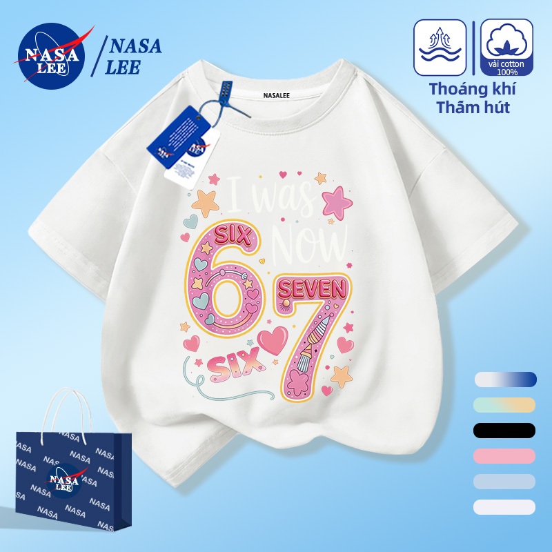 [Giao hàng trong ngày] NASA Hợp thời trang Phong cách mới Cotton nguyên chất cho trẻ em Tay ngắn thoải mái Thân thiện với da 67 Số Mẫu sáng tạo 1