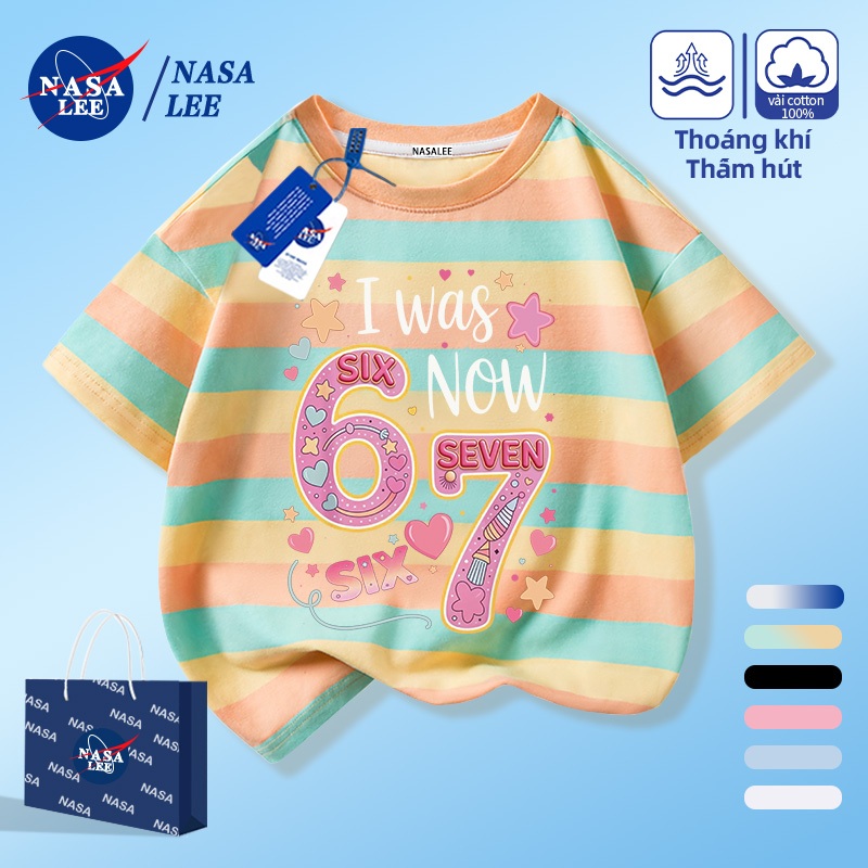 [Giao hàng trong ngày] NASA Hợp thời trang Phong cách mới Cotton nguyên chất cho trẻ em Tay ngắn thoải mái Thân thiện với da 67 Số Mẫu sáng tạo 1