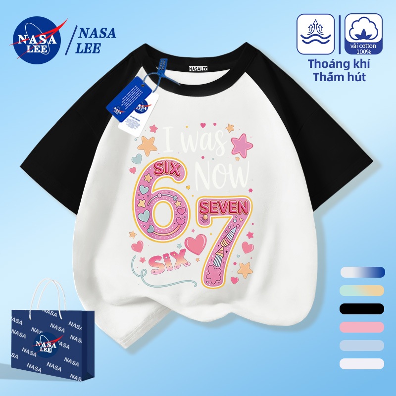 [Giao hàng trong ngày] NASA Hợp thời trang Phong cách mới Cotton nguyên chất cho trẻ em Tay ngắn thoải mái Thân thiện với da 67 Số Mẫu sáng tạo 1
