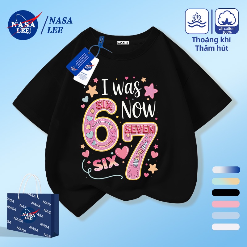[Giao hàng trong ngày] NASA Hợp thời trang Phong cách mới Cotton nguyên chất cho trẻ em Tay ngắn thoải mái Thân thiện với da 67 Số Mẫu sáng tạo 1
