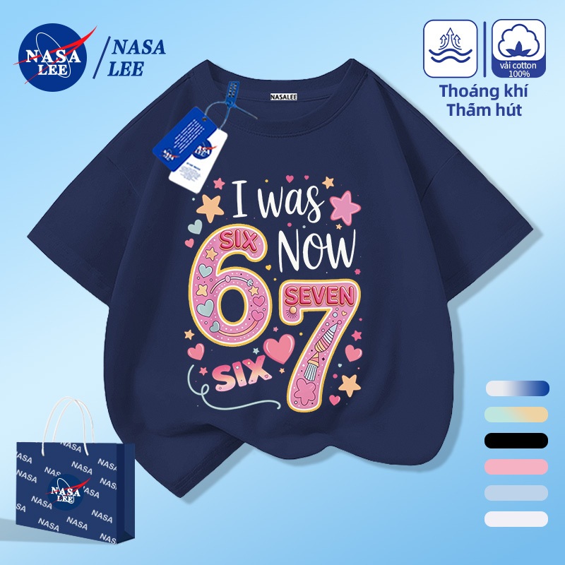 [Giao hàng trong ngày] NASA Hợp thời trang Phong cách mới Cotton nguyên chất cho trẻ em Tay ngắn thoải mái Thân thiện với da 67 Số Mẫu sáng tạo 1