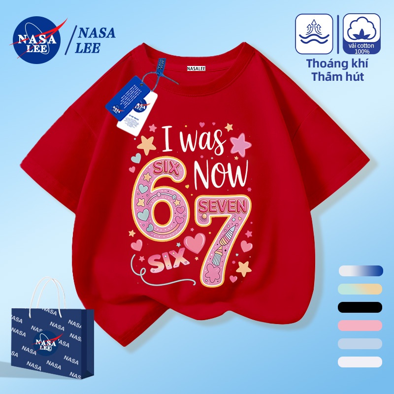 [Giao hàng trong ngày] NASA Hợp thời trang Phong cách mới Cotton nguyên chất cho trẻ em Tay ngắn thoải mái Thân thiện với da 67 Số Mẫu sáng tạo 1