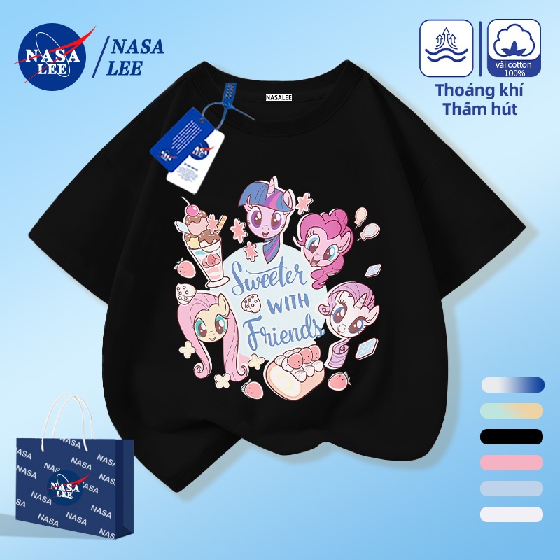 [Giao hàng trong ngày] NASA Hợp thời trang Phong cách mới Cotton nguyên chất cho trẻ em Tay ngắn thoải mái Thân thiện với da Họa tiết My Little Pony