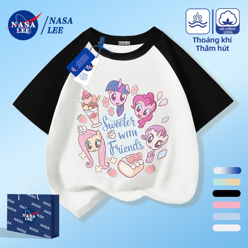 [Giao hàng trong ngày] NASA Hợp thời trang Phong cách mới Cotton nguyên chất cho trẻ em Tay ngắn thoải mái Thân thiện với da Họa tiết My Little Pony