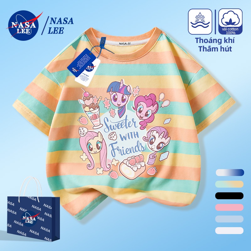 [Giao hàng trong ngày] NASA Hợp thời trang Phong cách mới Cotton nguyên chất cho trẻ em Tay ngắn thoải mái Thân thiện với da Họa tiết My Little Pony