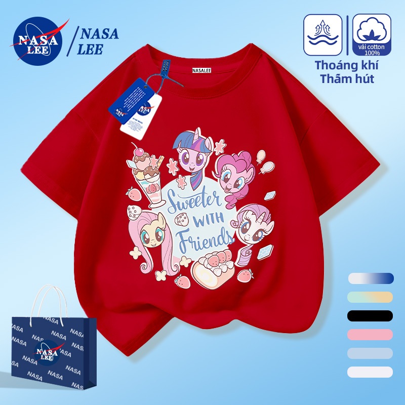 [Giao hàng trong ngày] NASA Hợp thời trang Phong cách mới Cotton nguyên chất cho trẻ em Tay ngắn thoải mái Thân thiện với da Họa tiết My Little Pony