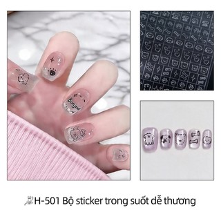 Miss Gooey Hình dán móng tay trong suốt bộ sưu tập thú cưng dễ thương hình dán móng tay mèo và chó trong suốt hai trong một