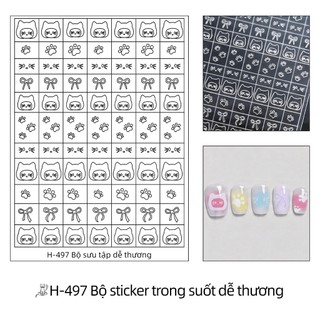 Miss Gooey Hình dán móng tay trong suốt bộ sưu tập thú cưng dễ thương hình dán móng tay mèo và chó trong suốt hai trong một